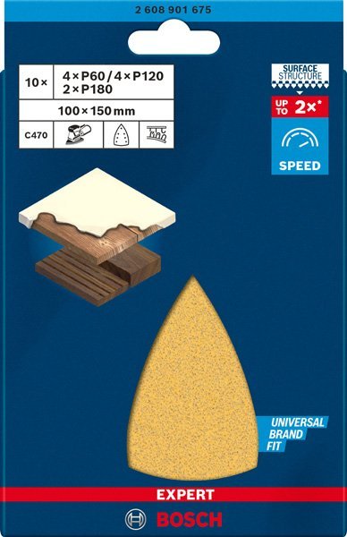 Bosch EXPERT C470 Schleifblatt Set, 100x150mm, K60-180, 7 Löcher, 10-tlg. Produktbild img12 L