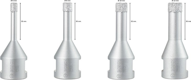 Bosch PRO Ceramic dry X-Lock Bohrkronen-Set, 6 x 30, 8 x 30, 10 x 30, 12 x 30 mm, 4tlg Produktbild img4 L