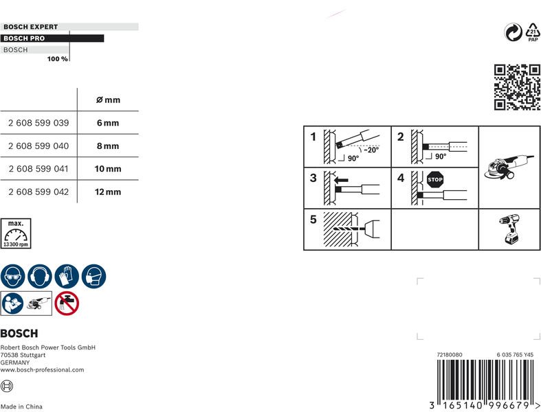 Bosch PRO Ceramic dry X-Lock Bohrkronen-Set, 6 x 30, 8 x 30, 10 x 30, 12 x 30 mm, 4tlg Produktbild img2 L