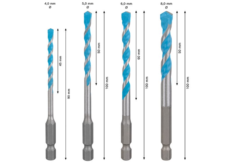 Bosch EXPERT HEX-9 Multi Construction Bohrer-Set, 4x90/5x100/6x100/8x100 mm, 5-tlg. Produktbild img11 L