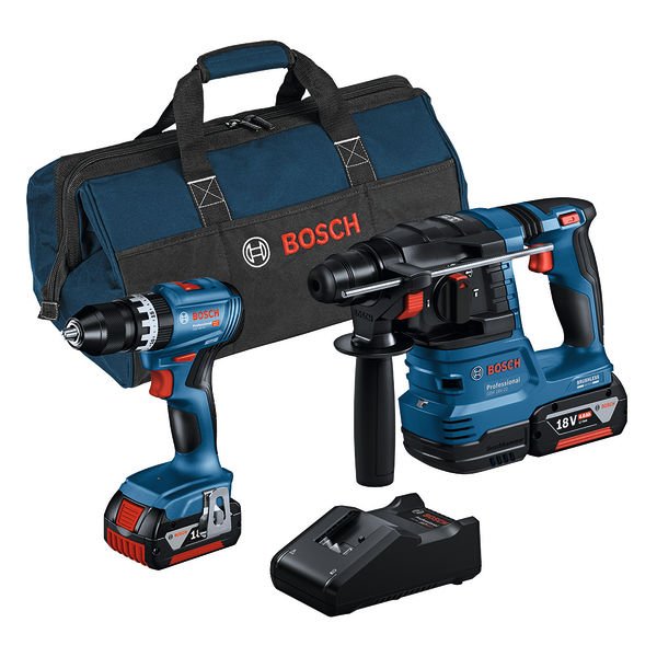 Bosch Combo Kit 2-tlg. 18V: GSB 18V-45 + GBH 18V-22 + 2 x Akku 4.0Ah, Schnellladegerät Produktbild img1 L
