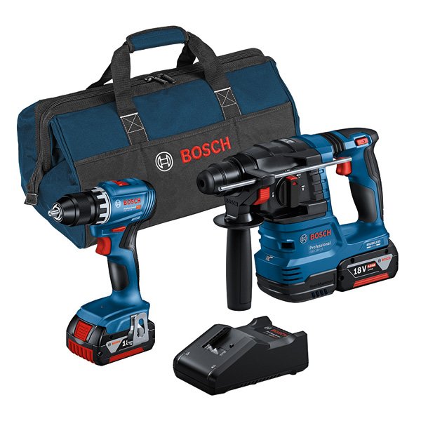 Bosch Combo Kit 2-tlg. Kit 18V: GSR 18V-45 + GBH 18V-22 + 2 x 4.0Ah + GAL 18V-40 (C) Produktbild img1 L