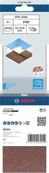 Bosch Schleifband-Set X440 Best for Wood and Paint, 3-teilig, 75 x 610 mm Produktbild img2 L