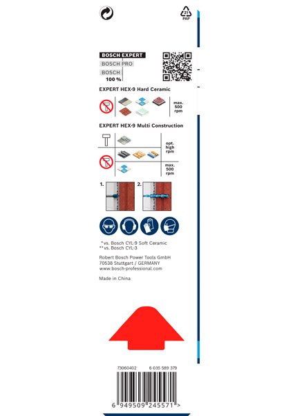 Bosch EXPERT HEX-9 Hard Ceramic+HEX-9 Multi Construction Bohrer-Set, 6mm, 2tlg. Produktbild img6 L