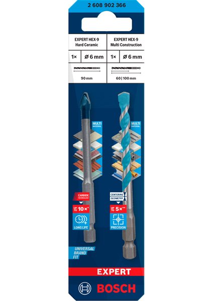 Bosch EXPERT HEX-9 Hard Ceramic+HEX-9 Multi Construction Bohrer-Set, 6mm, 2tlg. Produktbild img7 L