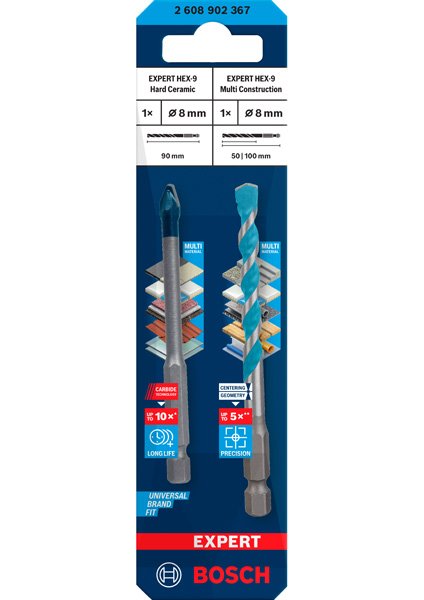 Bosch EXPERT HEX-9 Hard Ceramic+HEX-9 Multi Construction Bohrer-Set, 8mm, 2tlg. Produktbild img7 L