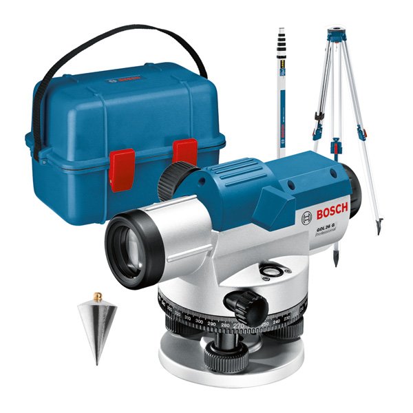 Bosch Optisches Nivelliergerät GOL 26 G, mit Baustativ BT160, Messstab GR 500 Produktbild img1 L