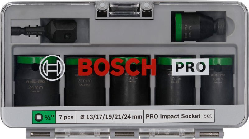 Bosch PRO Impact Socket Set mit Adapter, 1/2 Zoll, Standard, 7‑tlg. Produktbild img2 L