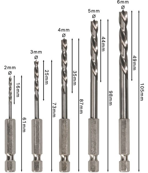 Bosch PRO Wood HSS Holzspiralbohrer-Set. 5-tlg. Produktbild img4 L