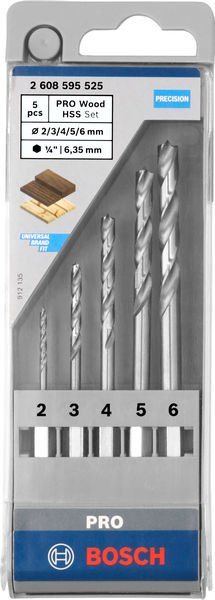 Bosch PRO Wood HSS Holzspiralbohrer-Set. 5-tlg. Produktbild img3 L