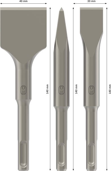 Bosch PRO SDS plus-4C Meißel-Set, Spitzmeißel 140 mm, Flachmeißel, Spatmeißel, 3-tlg. Produktbild img3 L