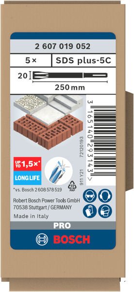 Bosch PRO SDS plus-5C Flachmeißel-Set, 20 x 250 mm Produktbild img2 L