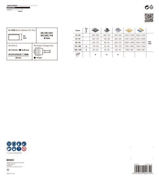 Bosch PRO Multi Material PC Plus Lochsägen-Set, 8-tlg. Produktbild img2 L