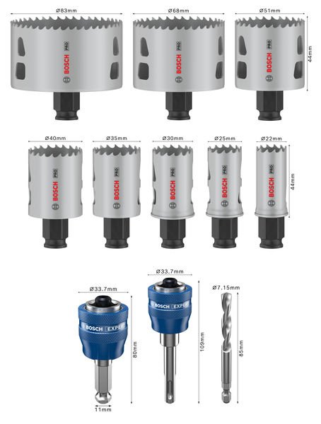 Bosch PRO Multi Material PC Plus Lochsägen-Set, 11-tlg. Produktbild img4 L