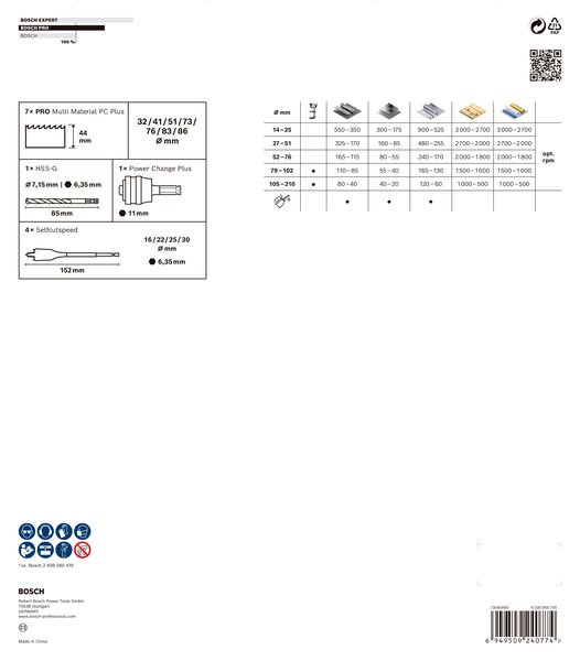 Bosch PRO Multi Material PC Plus Lochsägen-Set, 13-tlg. Produktbild img2 L