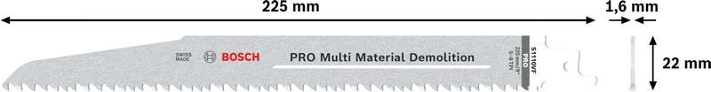 Bosch PRO Multi Material Demolition S1110VF Blatt, 1,6 x 22 x 225 mm, 2-tlg. Produktbild img3 L