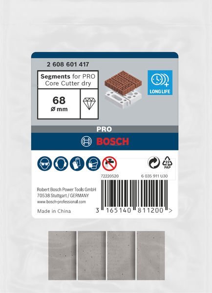 Bosch Segmente für PRO Trockenbohrkrone, 68 x 11,5 mm, 1 1/4-Zoll UNC Produktbild img2 L