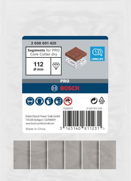 Bosch Segmente für PRO Trockenbohrkrone, 112 x 11,5 mm, 1 1/4-Zoll UNC Produktbild img2 L