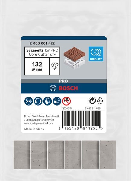Bosch Segmente für PRO Trockenbohrkrone, 132 x 11,5 mm, 1 1/4-Zoll UNC Produktbild img2 L