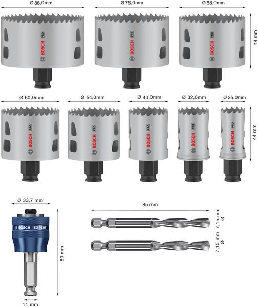 Bosch PRO Multi Material PC Plus Lochsägen-Set, 11-tlg. Produktbild img3 L