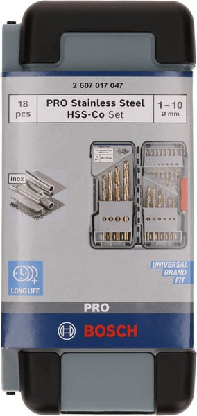 Bosch PRO Stainless Steel HSS-Co Spiralbohrer-Set, 18-tlg. Produktbild img1 L