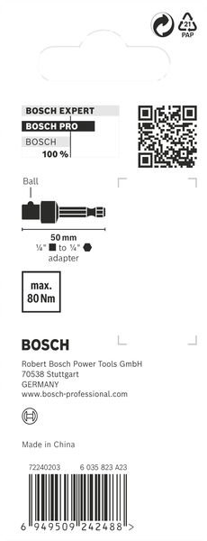 Bosch PRO Socket Adapter mit Kugelverbindung, 1/4", 50 mm Produktbild img5 L