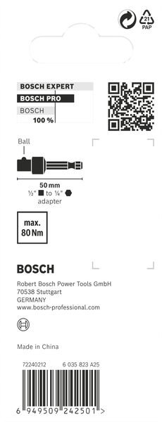 Bosch PRO Socket Adapter mit Kugelverbindung, 1/2", 50 mm Produktbild img5 L