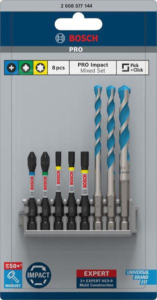 Bosch PRO Impact Set mit Multi Construction Bohrern und Pick and Click-Index, 8-tlg. Produktbild img2 L