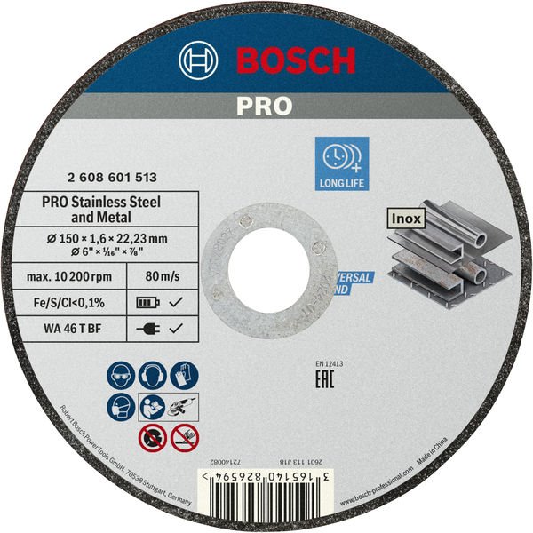 Bosch PRO Stainless Steel and Metal Trennscheibe, 150 x 1,6 x 22,23 mm Produktbild img1 L