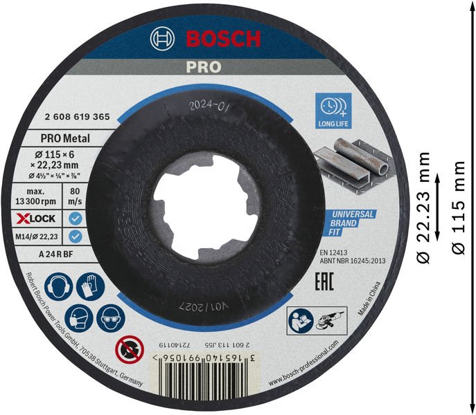 Bosch PRO Metal X-Lock Schleifscheibe, 115 x 6 x 22,23&nbsp;mm Produktbild img3 L