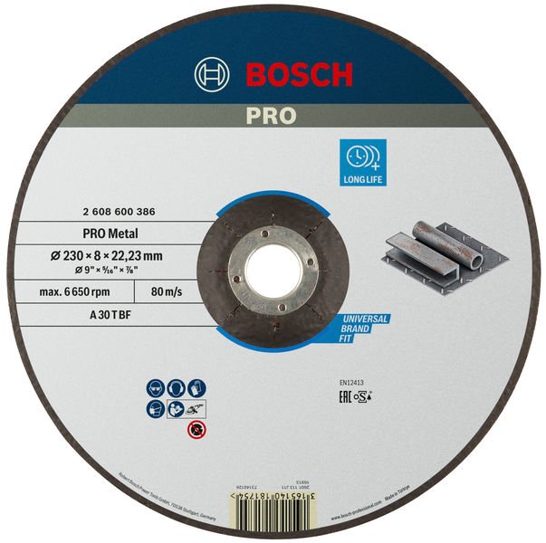 Bosch PRO Metal Schleifscheibe, 230 x 8 x 22.23&nbsp;mm Produktbild img1 L