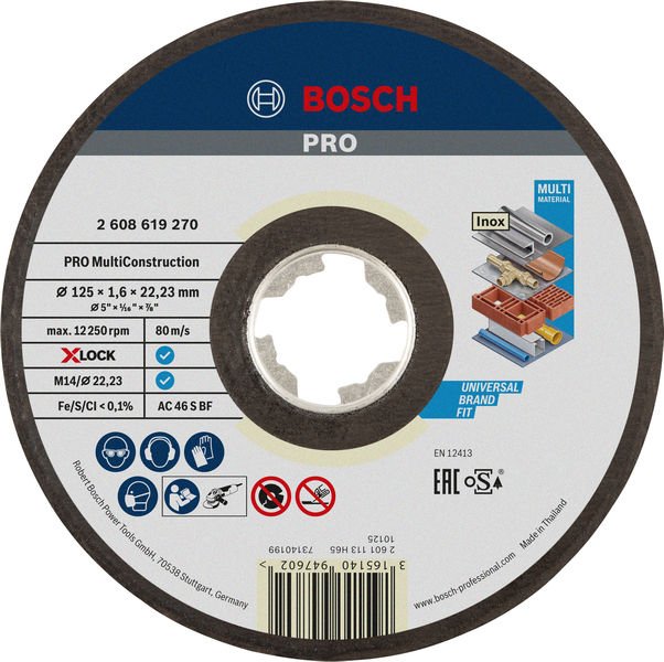 Bosch PRO Multi Material X-Lock Trennscheibe, 125 x 1.6 x 22,23 mm Produktbild img1 L