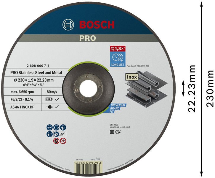 Bosch PRO&nbsp;Stainless Steel and Metal Trennscheibe, 230 x 1,9 x 22,23&nbsp;mm Produktbild img3 L