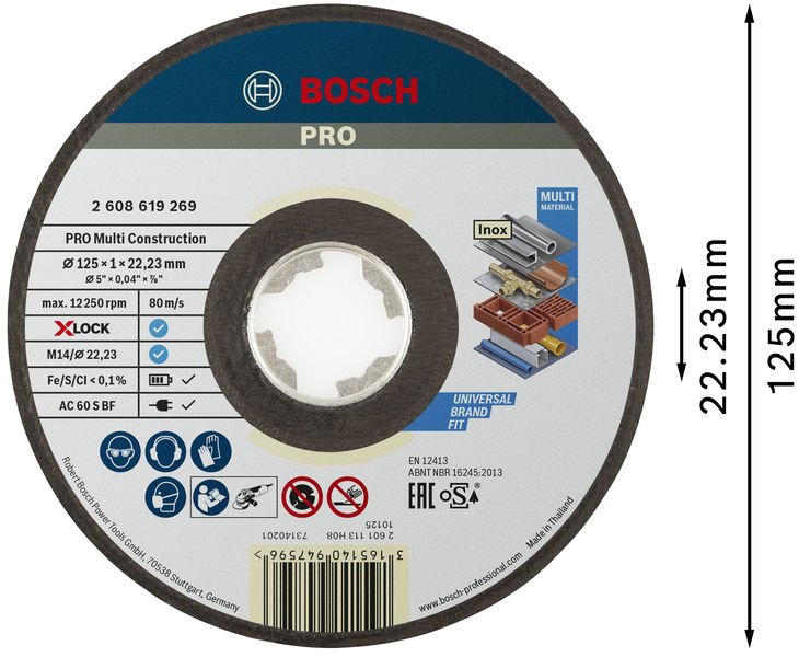 Bosch PRO Multi Material X-Lock Trennscheibe, 125 x 1 x 22,23&nbsp;mm Produktbild img3 L