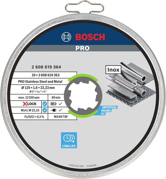 Bosch PRO&nbsp;Stainless Steel and Metal X-Lock Trennscheibe, 125 x 1.6 x 22,23&nbsp;mm Produktbild img1 L