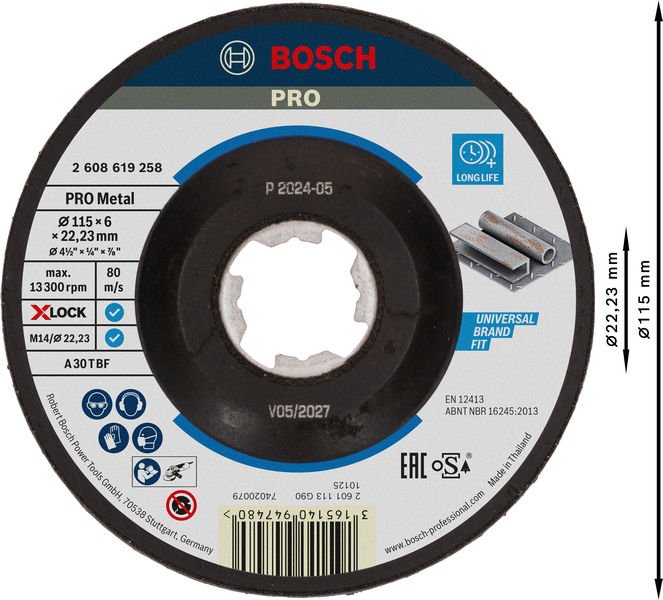 Bosch PRO Metal X-Lock Schleifscheibe, 115 x 6 x 22,23&nbsp;mm Produktbild img2 L