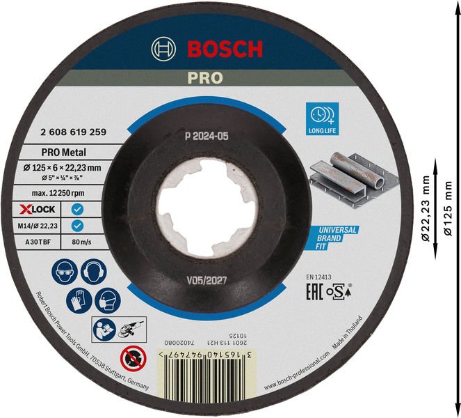 Bosch PRO Metal X-Lock Schleifscheibe, 125 x 6 x 22,23&nbsp;mm Produktbild img2 L