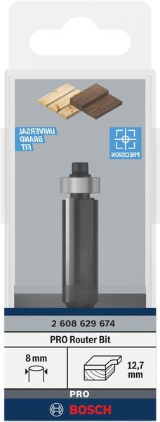 Bosch PRO Bündigfräser mit untenliegendem Führungskugellager,  Ø12,7&nbsp;xL40, Schaft 8&nbsp;mm Produktbild img2 L