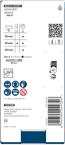 Bosch EXPERT Power Change Plus Aufnahme m. Vorb., HEX Sch. 8,7mm, HSS-G, 7,15x45x85mm Produktbild img1 L