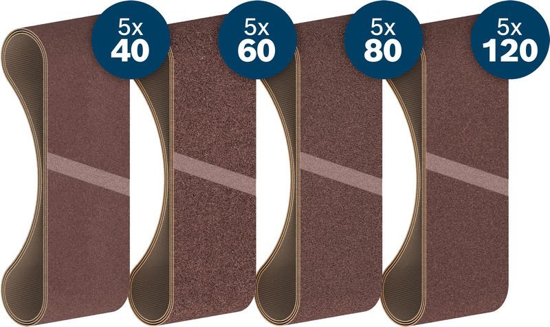 Bosch PRO X440 Schleifband Set, 100x610mm, K40/60/80/120, 20-tlg., Starter Pack Produktbild img2 L