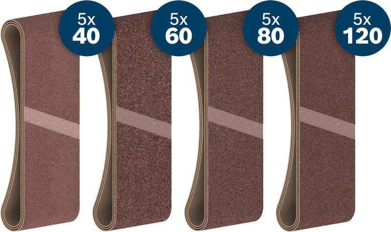 Bosch PRO X440 Schleifband Set, 75x457mm, K40/60/80/120, 20-tlg., Starter Pack Produktbild img2 L