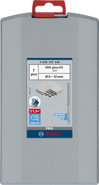 Bosch PRO SDS plus-5X Hammerbohrer-Set, 5/6/8/6/8/10/12 mm, 7-tlg Produktbild img2 L