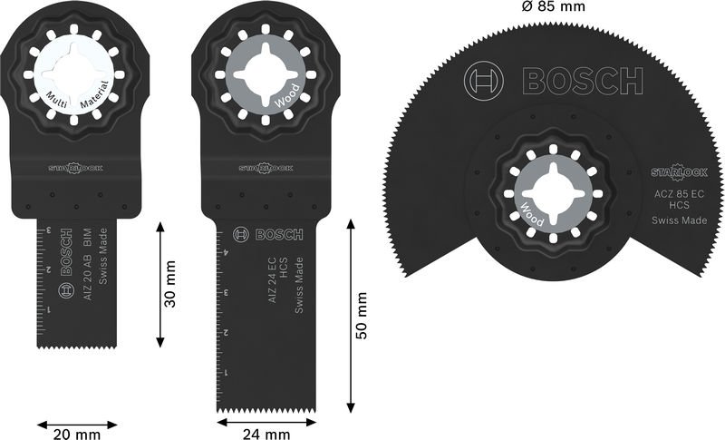 Bosch Holz- und Weichmetall-Blatt-Set für oszillierende Multifunktionswerkzeuge,3-tlg. Produktbild img3 L