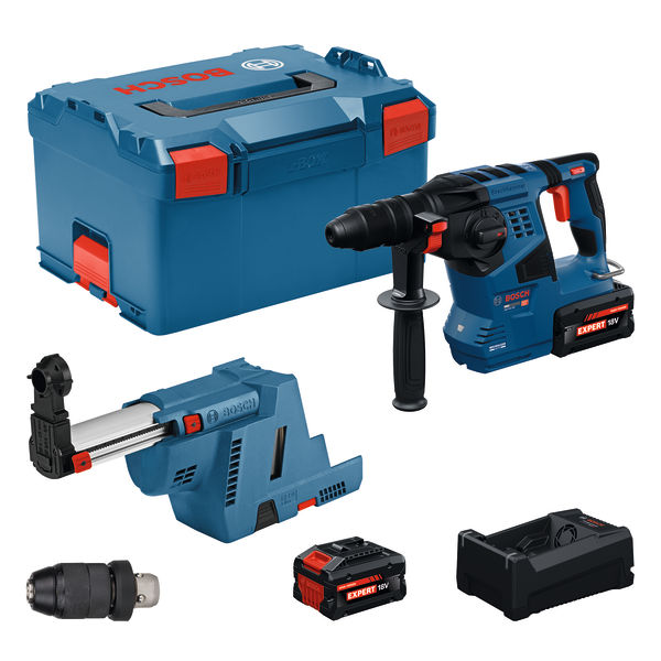 Bosch Bohrhammer mit SDS plus GBH18V-28F m. Absaugung, 2x EXBA18V-80 in L-BOXX Produktbild img1 L