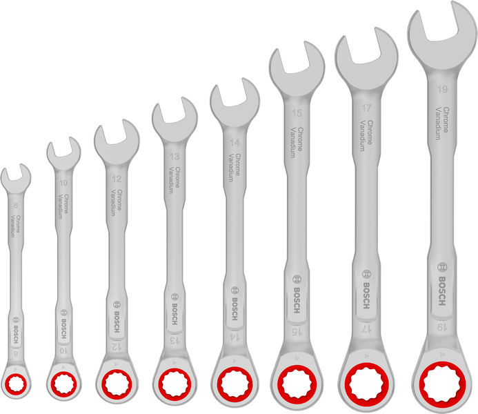 Bosch Ratschen-Ring-Maulschlüssel-Set, 8-19 mm, 8-tlg. Produktbild img1 L