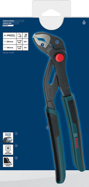 Bosch Wasserpumpenzange Set, Mehrkomponentengriffe, 2-tlg. Produktbild img3 L