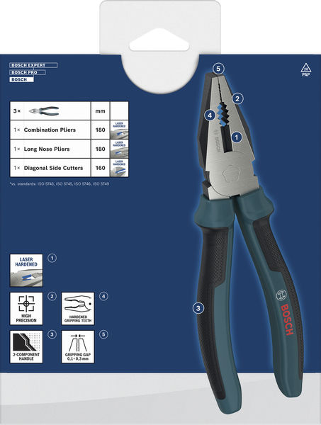 Bosch Zangen-Set, Mehrkomponentengriffe, 3-tlg. Produktbild img3 L