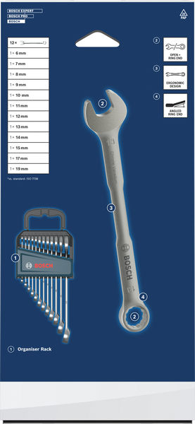 Bosch Ring-Maulschlüssel-Set, 6-19 mm, 12-tlg. Produktbild img3 L