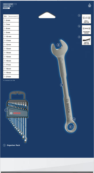 Bosch Ring-Maulschlüssel-Set, 6-21 mm, 15-tlg. Produktbild img3 L