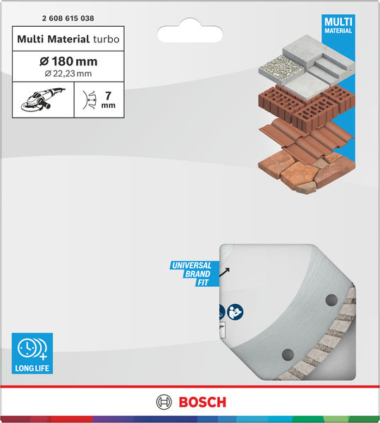 Bosch Multi Material Turbo Diamond Trennscheibe, 180 x 22.23 x 7 mm Produktbild img3 L
